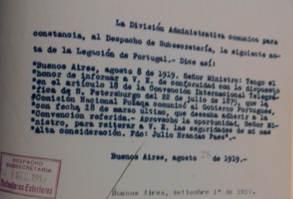 Adhesión de Polonia a la Convención Telegráfica Internacional 
